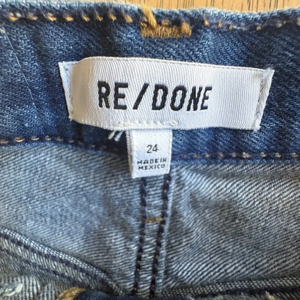 $315 RE/DONE True Rinse High Rise Wide Leg Jeans Blue Denim Women's Size 24 X 32
